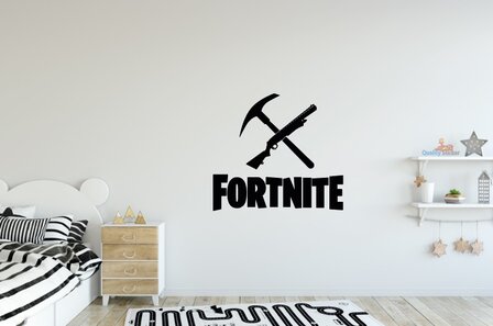 smokkel dramatisch Voorbijgaand Fortnite logo met hamer en geweer' muursticker. Leuk voor aan de muur. -  Qualitysticker.nl - Meer dan alleen stickers