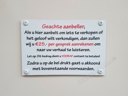 Tekstbord geachte aanbeller