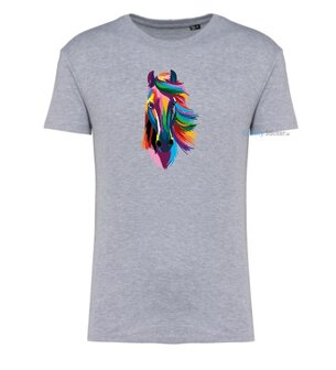 Paardenhoofd multi kleuren T-shirt grijs