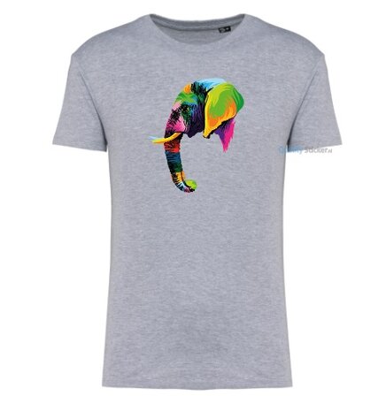 Olifantenhoofd multi kleuren T-shirt grijs