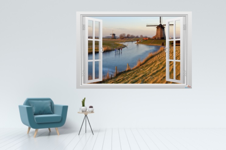 Maak uw eigen open raam uitzicht muursticker - Qualitysticker.nl - Meer dan alleen stickers